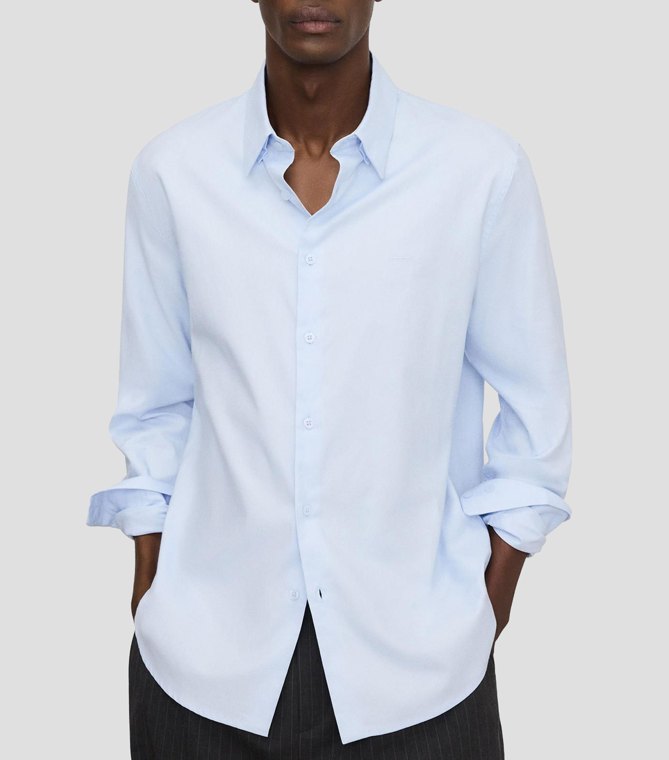 Camisa lisa manga larga Hombre